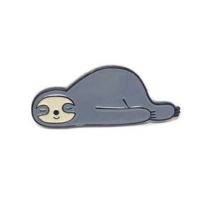 Gray sleeping sloth enamel pin